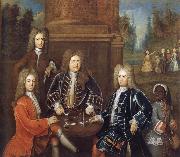 unknow artist Elibu Yale the 2nd Duke of Devonshire,Lord James Cavendish,Mr Tunstal and a Page oil painting on canvas